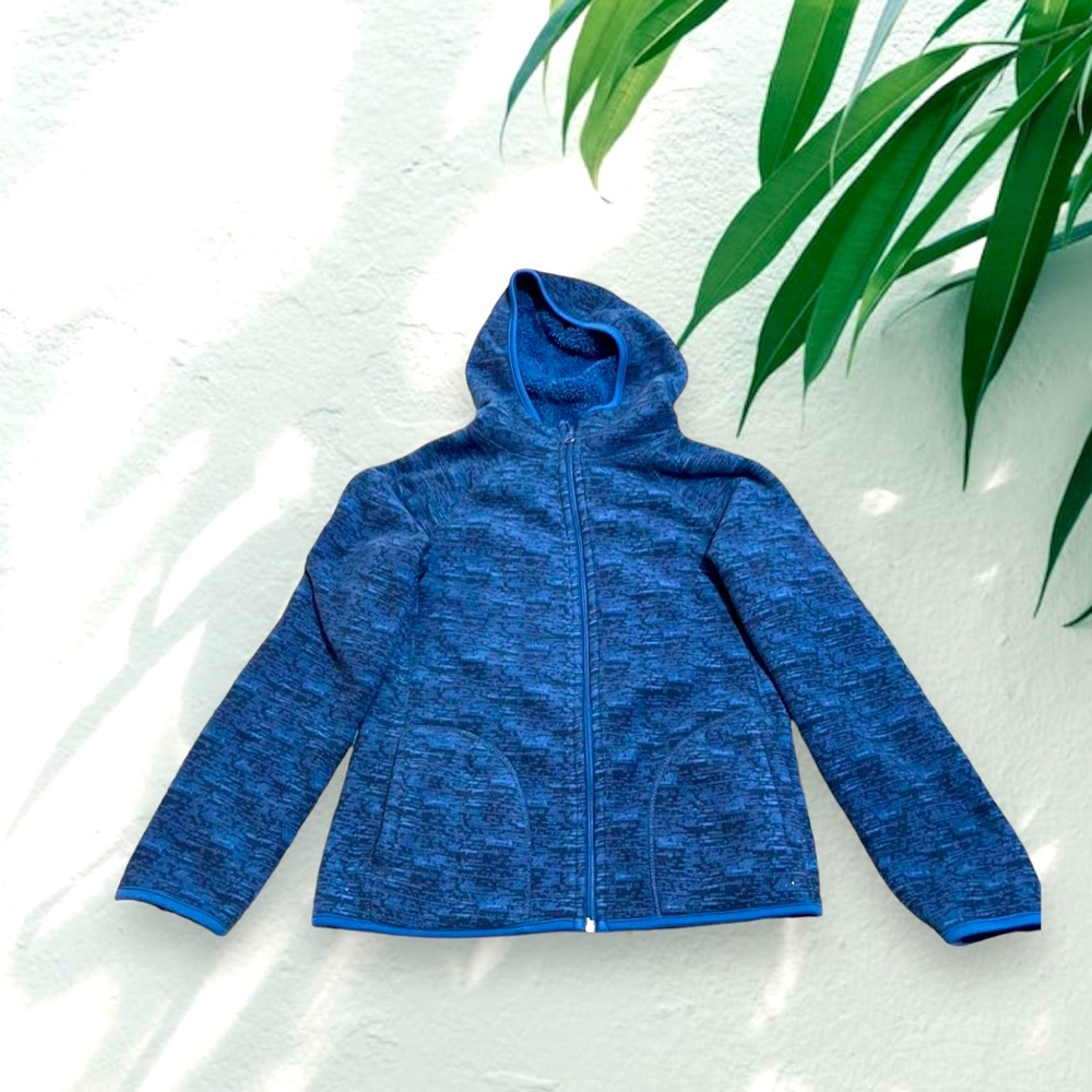 Vtg Y2K Blue Camo Fleece Jacket Comfy